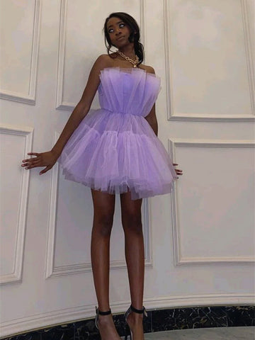 Short Purple Graduation Homecoming Dresses HZ1023